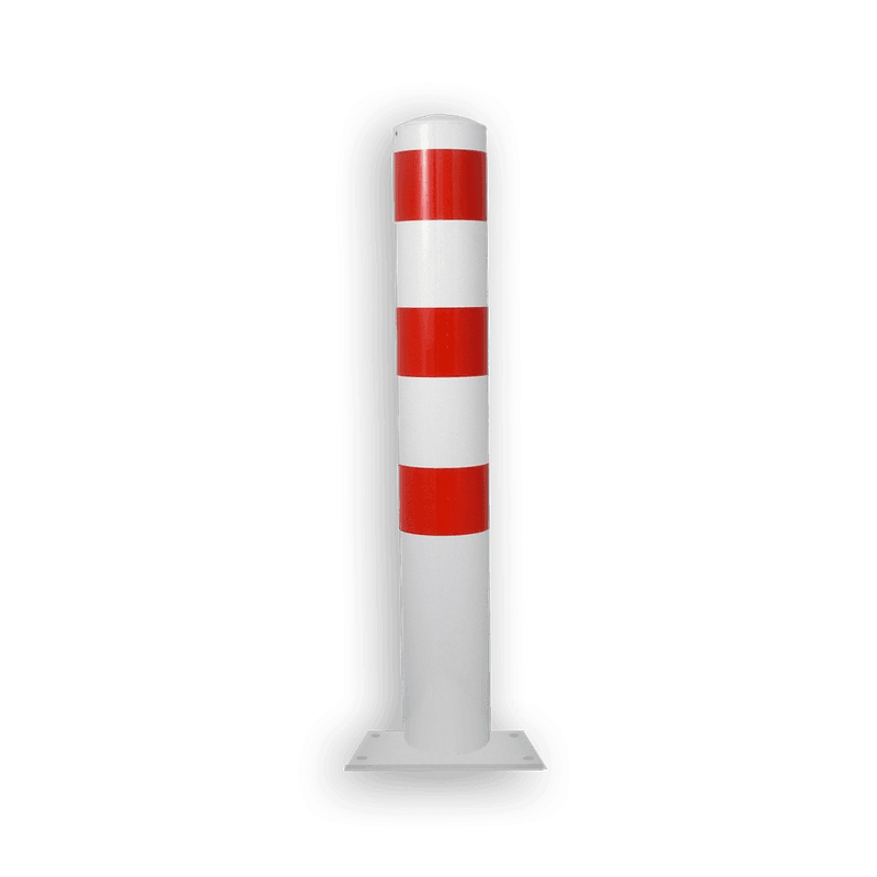 Rampaal Ø273x1500mm met voetplaat, verzinkt of wit/rood