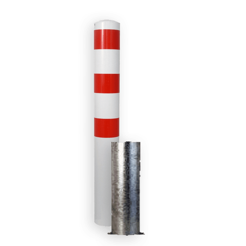 Rampaal Ø193x1500mm, diverse montageopties, verzinkt of wit/rood