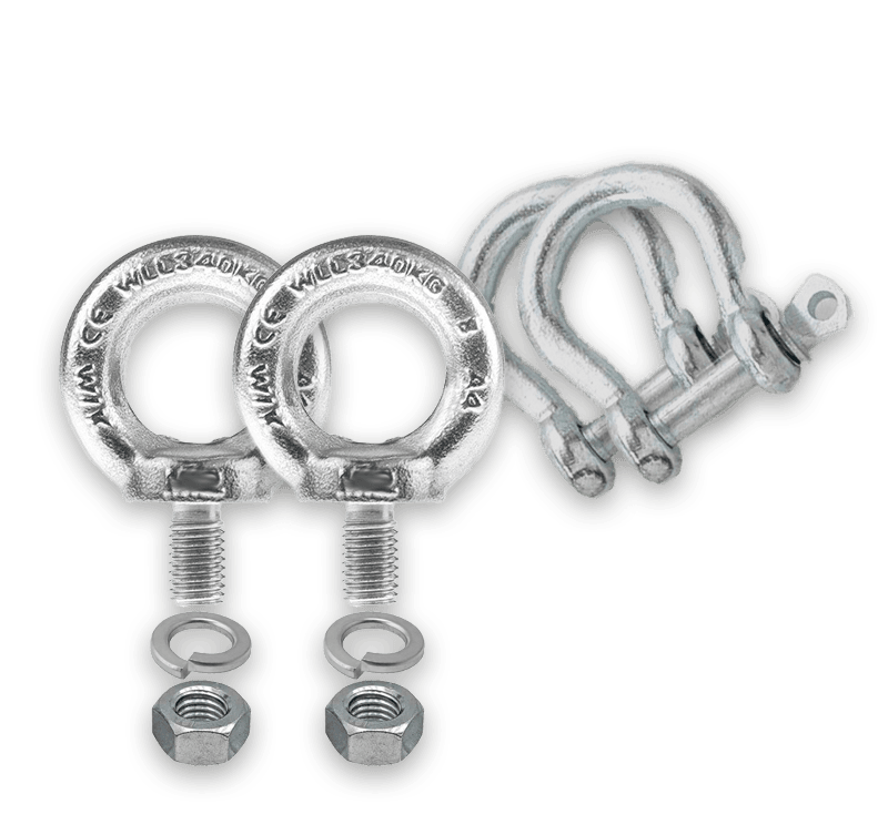 Kit de suspension pour panneau – 2 pitons acier et manille lyre