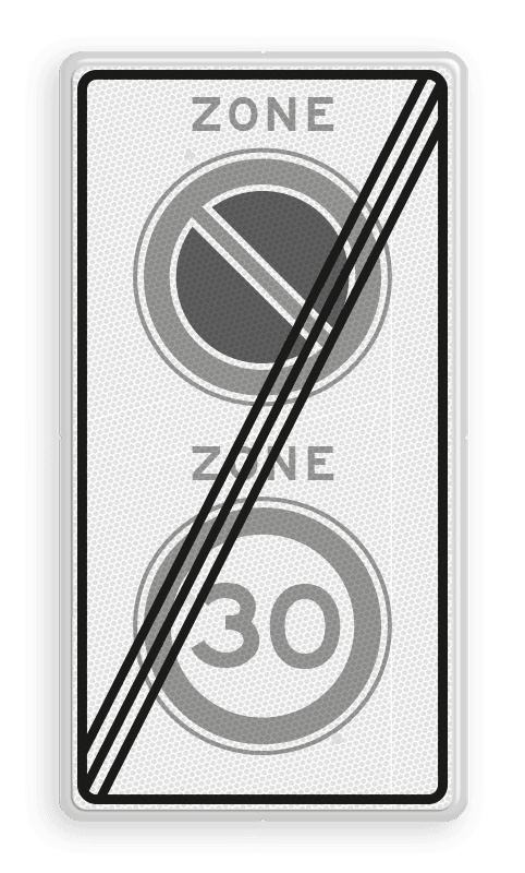 Verkeersbord RVV A0130E01ze - einde zone 30km, parkeerverbod