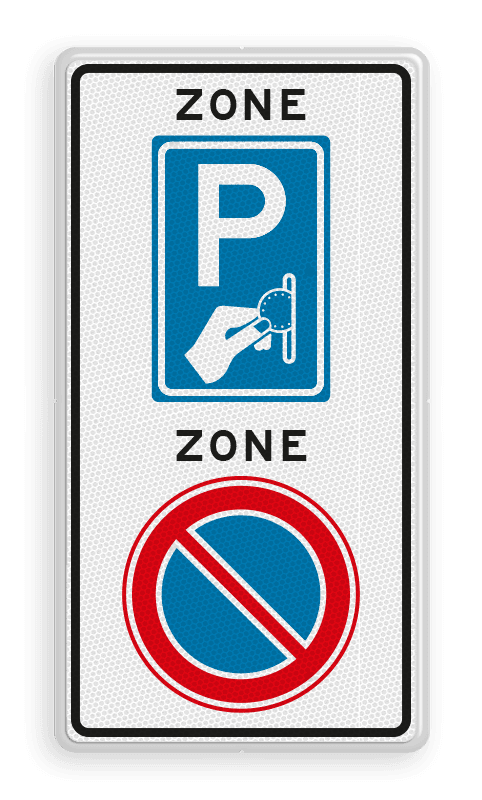 Verkeersbord RVV E01BW111zb - ZONE bord begin