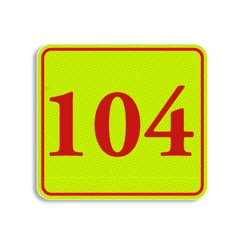 Plaque numéro de maison jaune-rouge fluo 119 x 109 mm