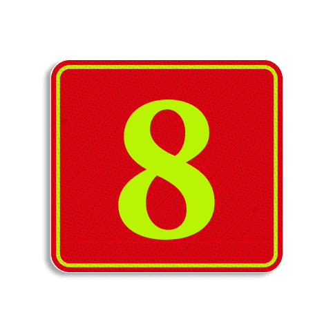 Plaque numéro de maison jaune-rouge fluo 119 x 109 mm