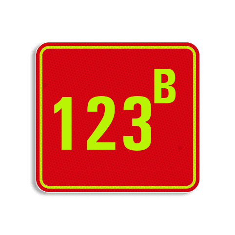 Plaque numéro de maison rouge-jaune fluo 119 x 109 mm