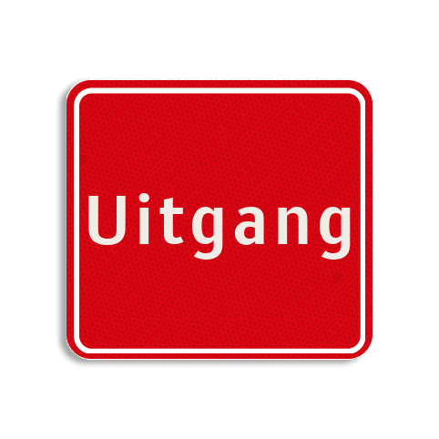 Vlak terreinbord 119x109mm rood/wit - Uitgang