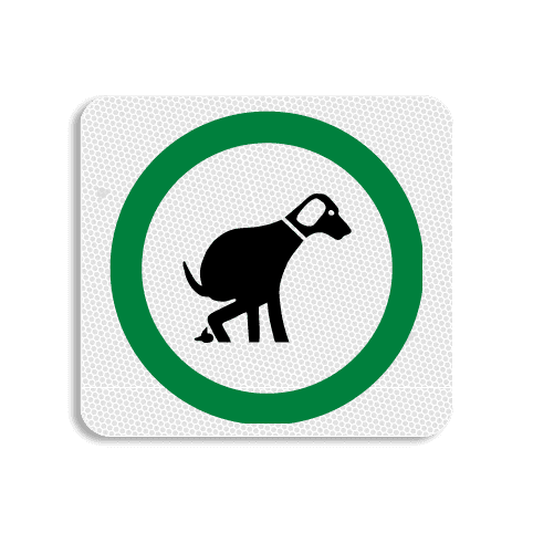 Vlak terreinbord 119x109mm - Pictogram Honden uitlaten toegestaan