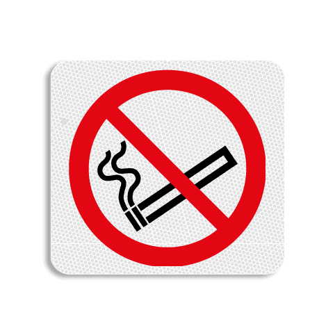 Vlak terreinbord 119x109mm - Pictogram Roken verboden