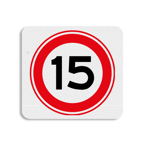 Vlak terreinbord 119x109mm - Pictogram Snelheid max. 15 km/h