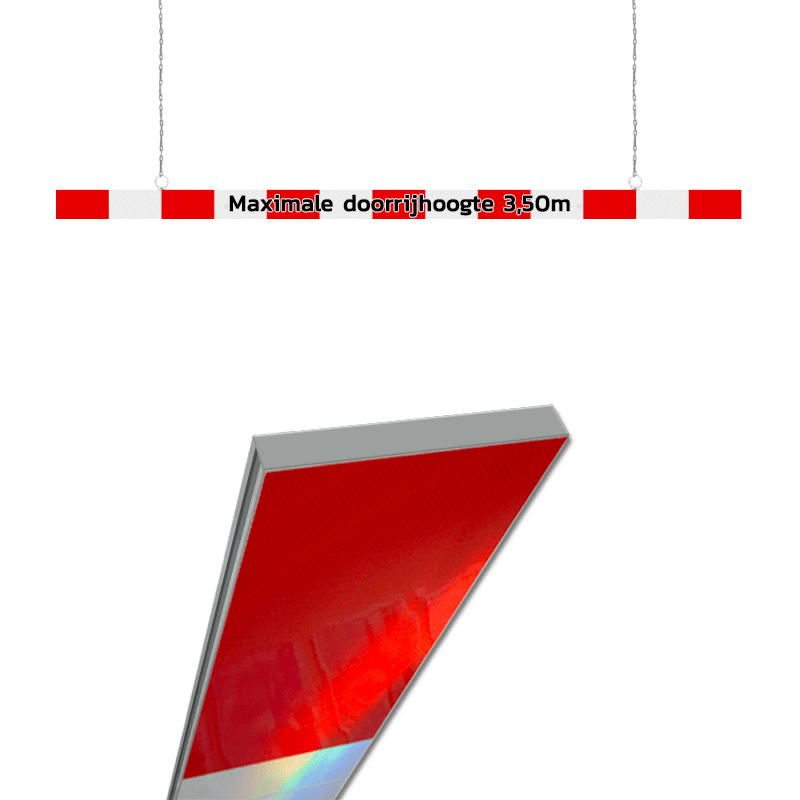 Hoogtebegrenzer 200mm aluminium kokerprofiel - dubbelzijdig reflecterend