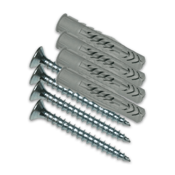 RVS Schroef met plug (set 4 stuks) t.b.v. montage vlak bordje aan muur/gevel