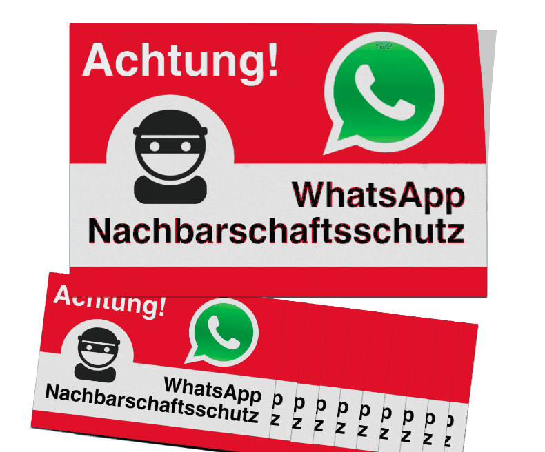WhatsApp - Achtung Nachbarschaftsschutz Aufkleber (10 Stück) - Rot