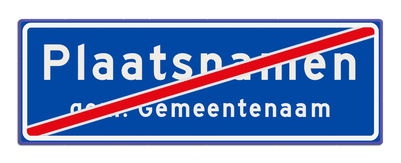 Plaatsnaambord 1540x520 mm RVV H02b (einde)