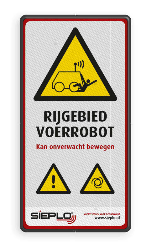 Veiligheidsbord Waarschuwing onverwacht bewegende Robot in huisstijl