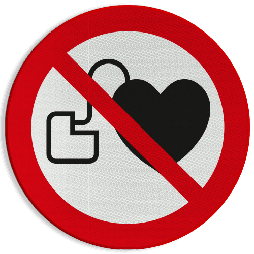 Autocollant ou panneau - P007 - Interdit aux personnes porteuses d’un stimulateur cardiaque