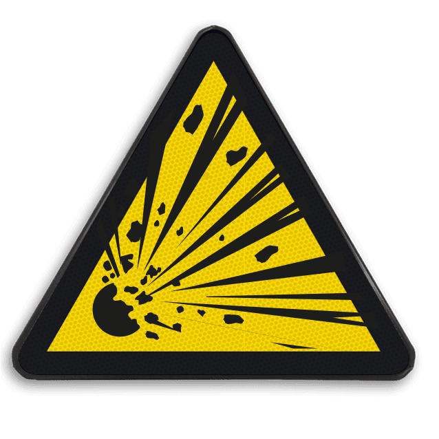 Veiligheidspictogram W002 - Gevaar voor explosieve stoffen - reflecterend