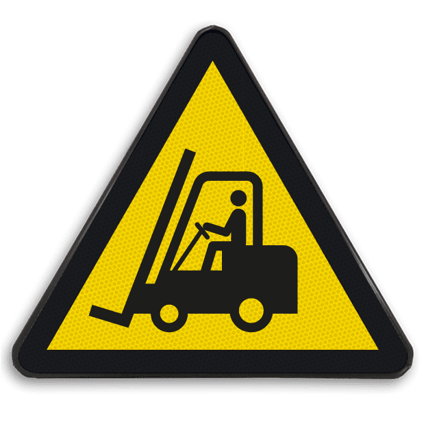 Veiligheidspictogram W014 - Gevaar voor industriële voertuigen - reflecterend
