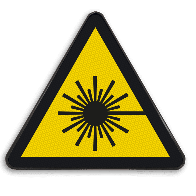 Veiligheidspictogram W004 - Gevaar voor laserstraal - reflecterend