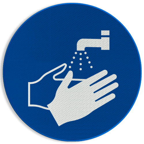 Veiligheidspictogram M011 - Handen wassen verplicht - reflecterend