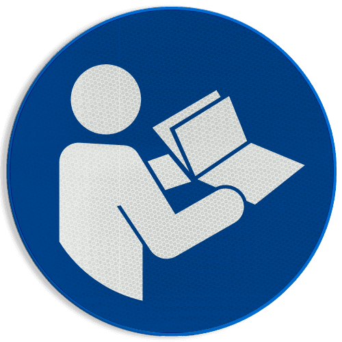 Veiligheidspictogram M002 - Instructies lezen verplicht - reflecterend