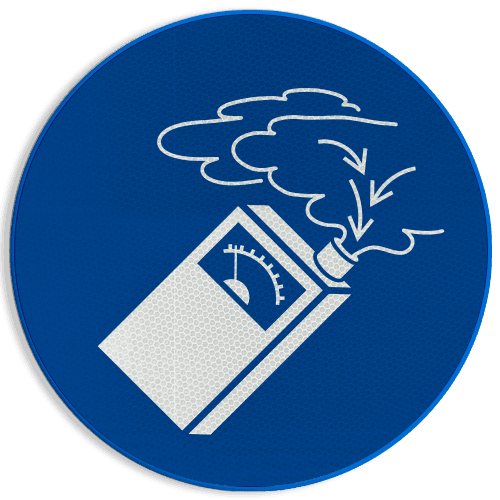 Veiligheidspictogram M048 - Gasdetectie verplicht - reflecterend