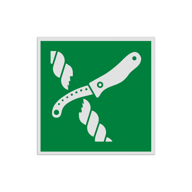 Autocollant ou panneau - E035 - Couteau de radeau de survie