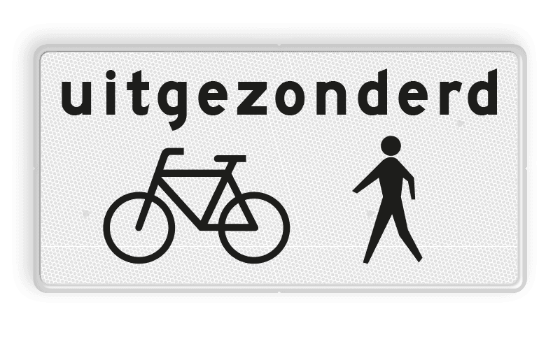 Verkeersbord RVV OB52a - Onderbord - Uitgezonderd fietsers/voetgangers