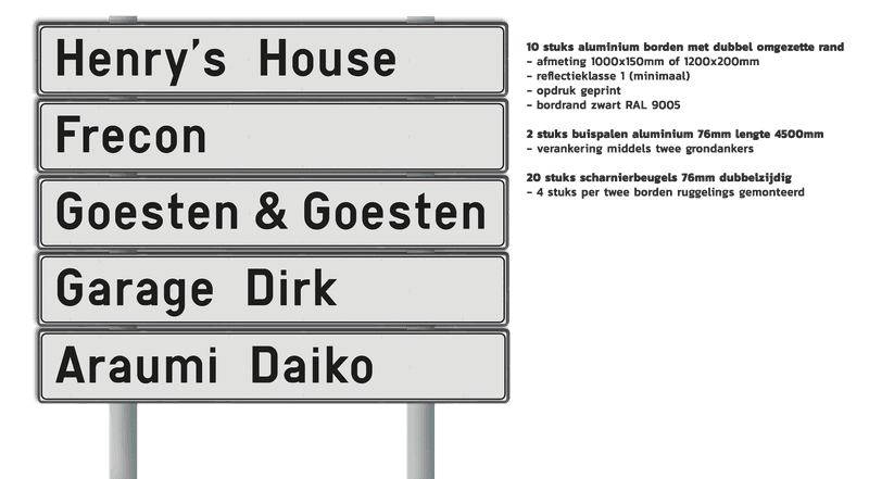 Informatiebord rechthoek 6:1 reflecterend + eigen opdruk