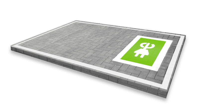 Wegmarkering - laadpunt met stekker symbool - groen/wit - wegenverf