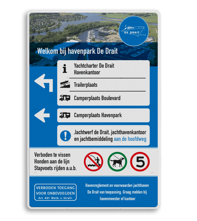 Informatiebord entree terrein - eigen ontwerp / in huisstijl - reflecterend