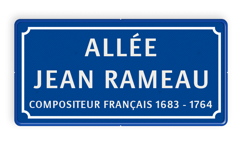 Blauw straatnaambord - Frans model