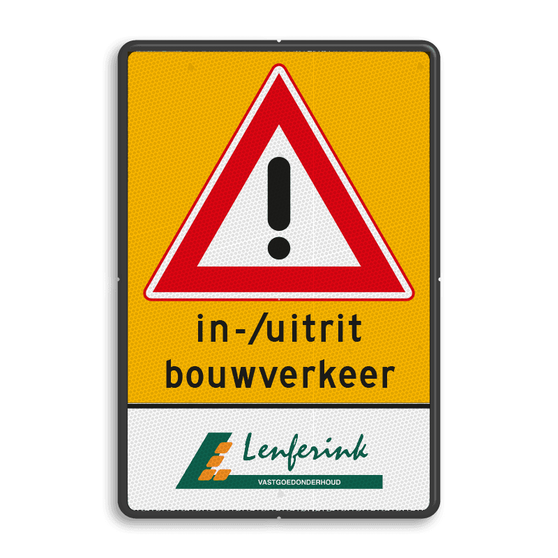 Verkeersbord J37 + uitrit bouwverkeer + logo