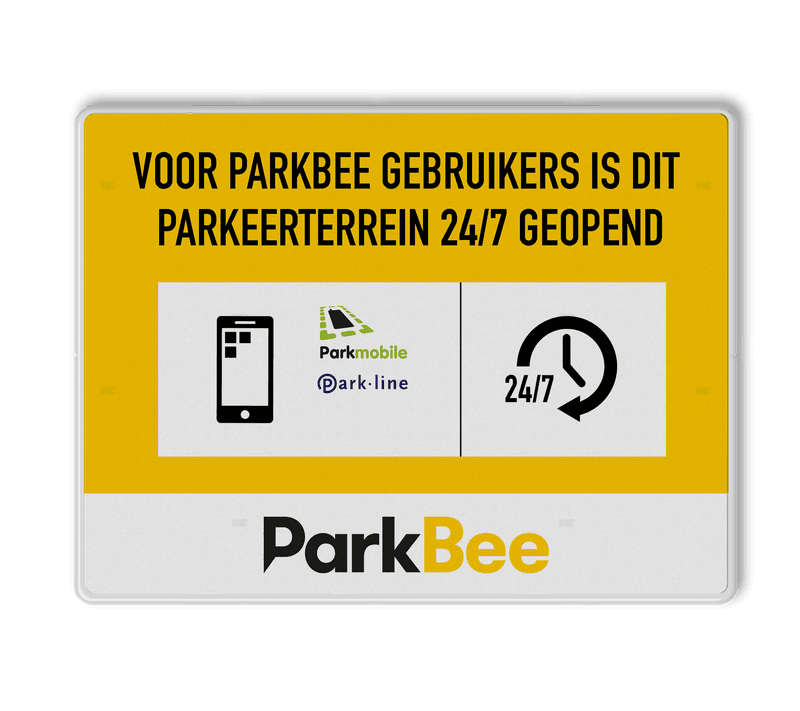 Informatiebord PARKEERTERREIN 24/7 geopend - ParkBee