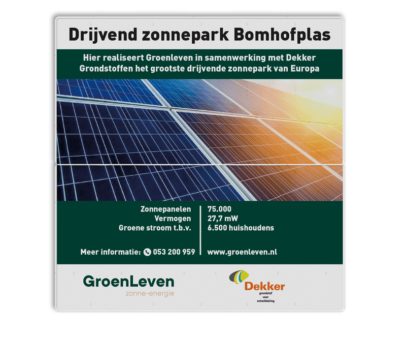 Bouwbord 2-delig aluminium -200x200cm - reflecterend met eigen ontwerp