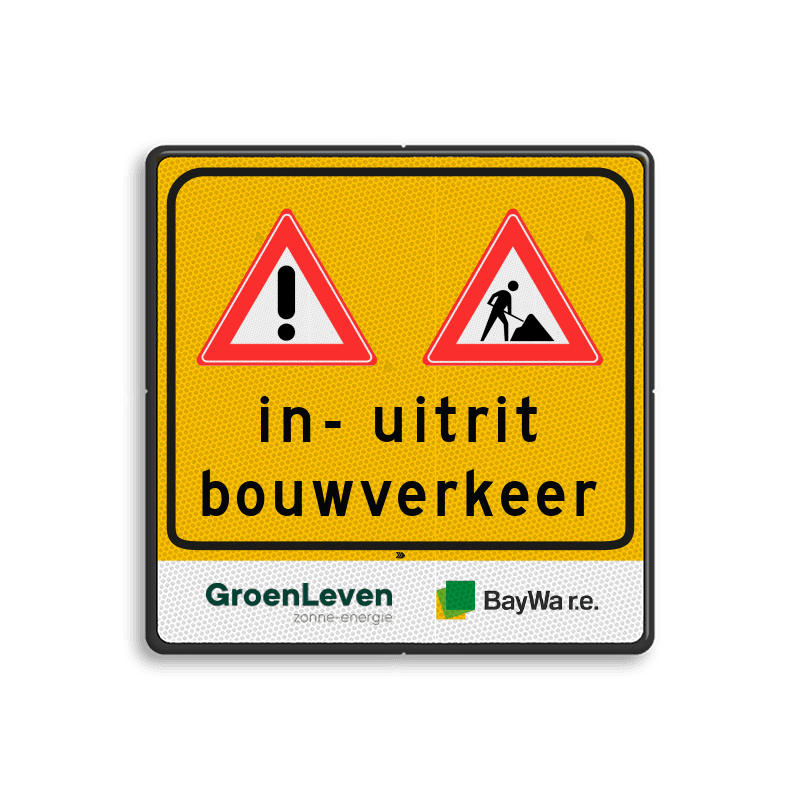 Routebord vierkant bouwverkeer + logo