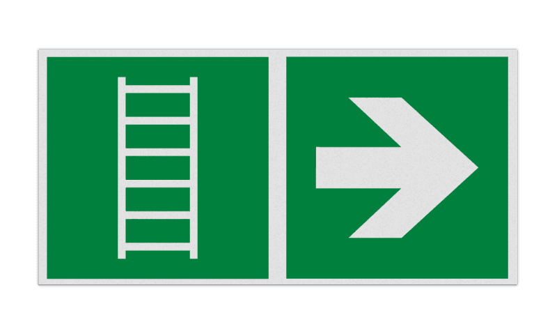 Haaks bord E059 - Vluchtladder verwijzing