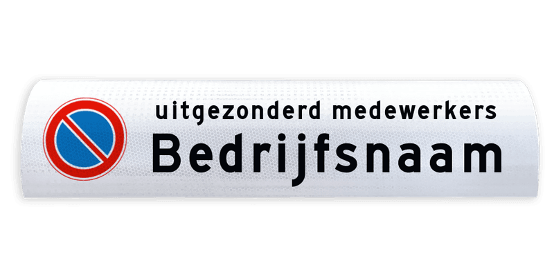 Varkensrug bord verboden te parkeren uitgezonderd - 600mm breed - reflecterend