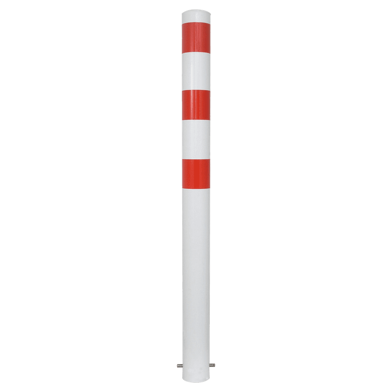 Rampaal Ø102x900mm met grondmontage, wit/rood