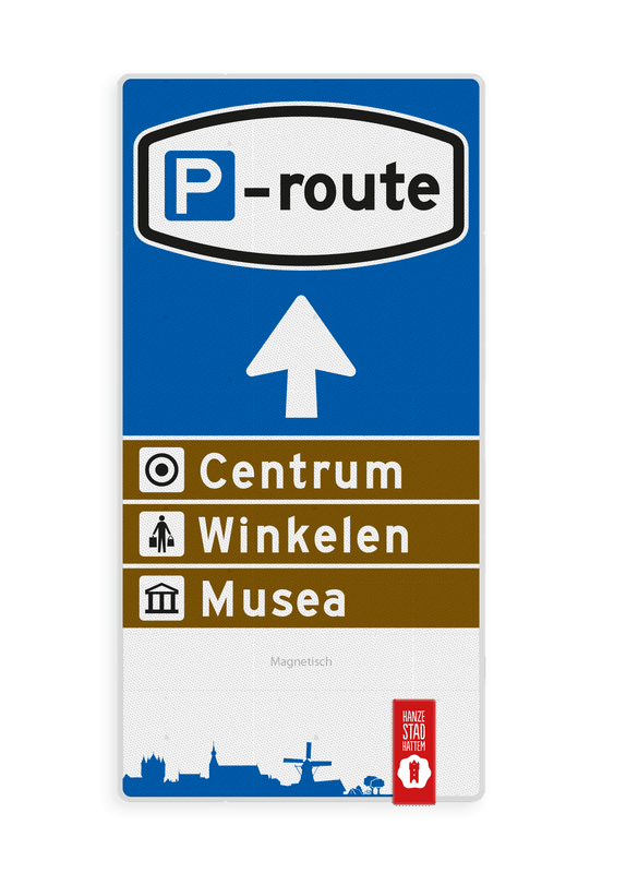 Routebord Parkeren Hattem - 01 - Touristisch - met pijl