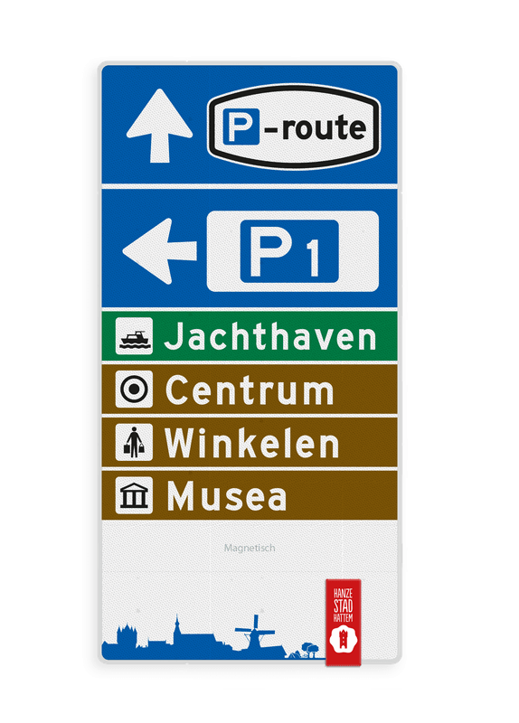 Routebord Parkeren Hattem - 02 - Touristisch - met pijl