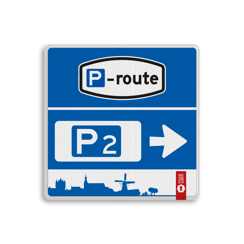 Routebord Parkeren Hattem - 03 - met pijl