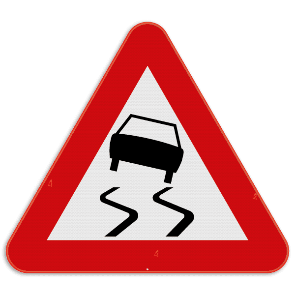 Veiligheidspictogram A15 - Gladde rijbaan
