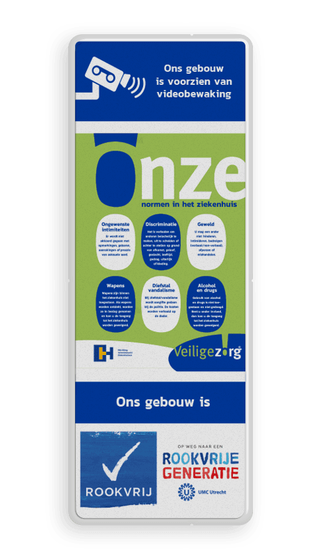 Informatiebord UMC - Rookvrij + reglementen -vol reflecterend