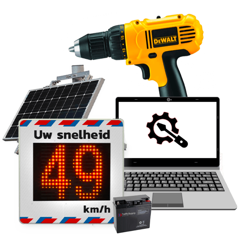 Reparatie - Snelheidsdisplay met zonnepaneel - Bestaande mast of paal