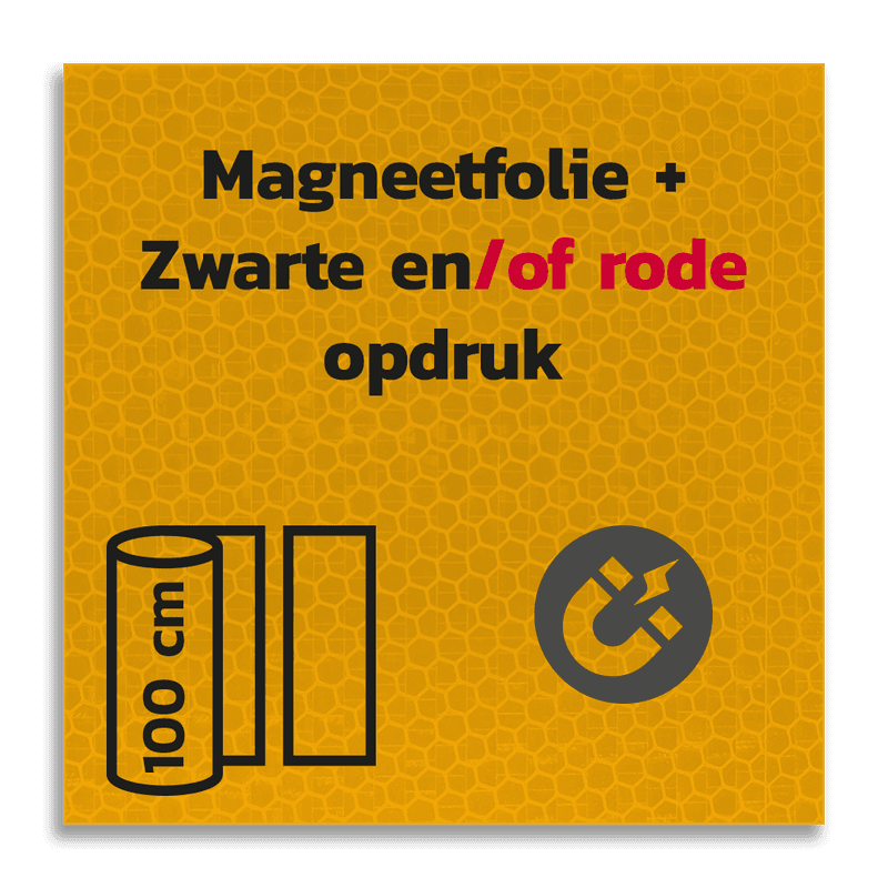 Magneetbord reflecterend FLUOR Geel klasse 3 Zwart/Rode opdruk