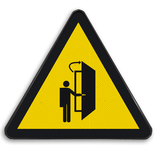Autocollant ou panneau - Risque d'ouverture de la porte