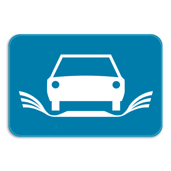 Verkeersbord SB250 G type III - Opgepast kans op aquaplaning