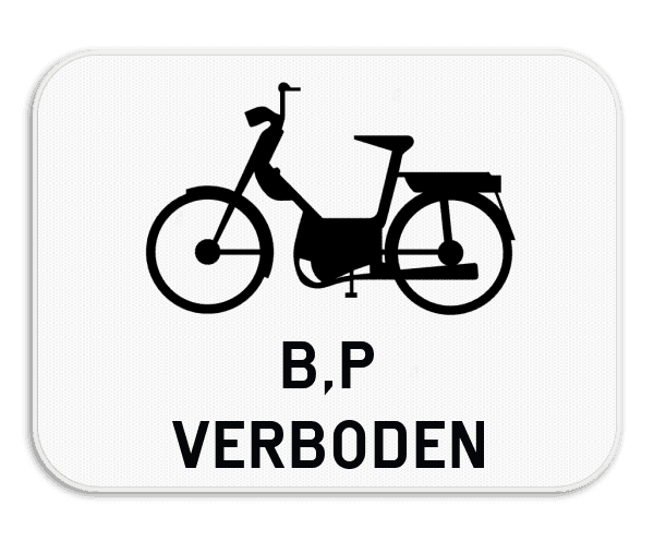 Verkeersbord SB250 M16 onderbord - Verbod voor bromfietsen klasse B en speed pedelecs - 400x300mm