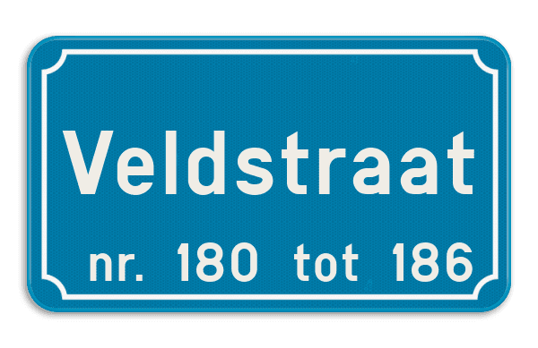 Straatnaambord gepersonaliseerd met klassieke rand blauw 400x200mm