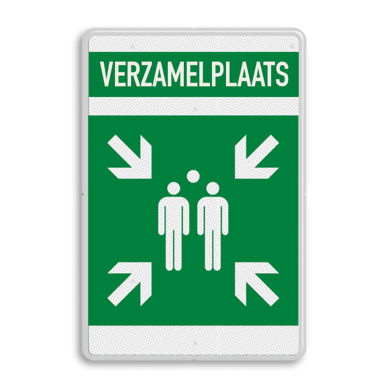 Bord verzamelplaats BHV met tekst - reflecterend