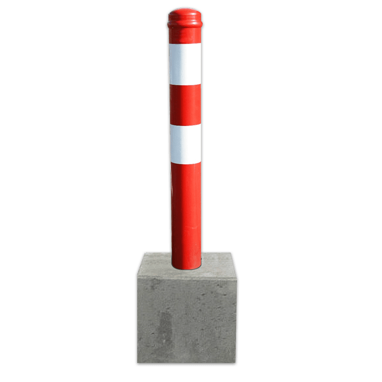 Afzetpaal staal Ø89x750mm met vaste betonvoet 295x295x350mm